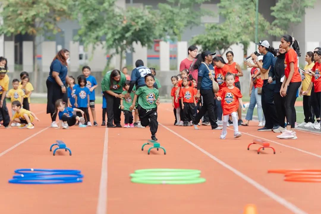Children taking part in a sports day relay