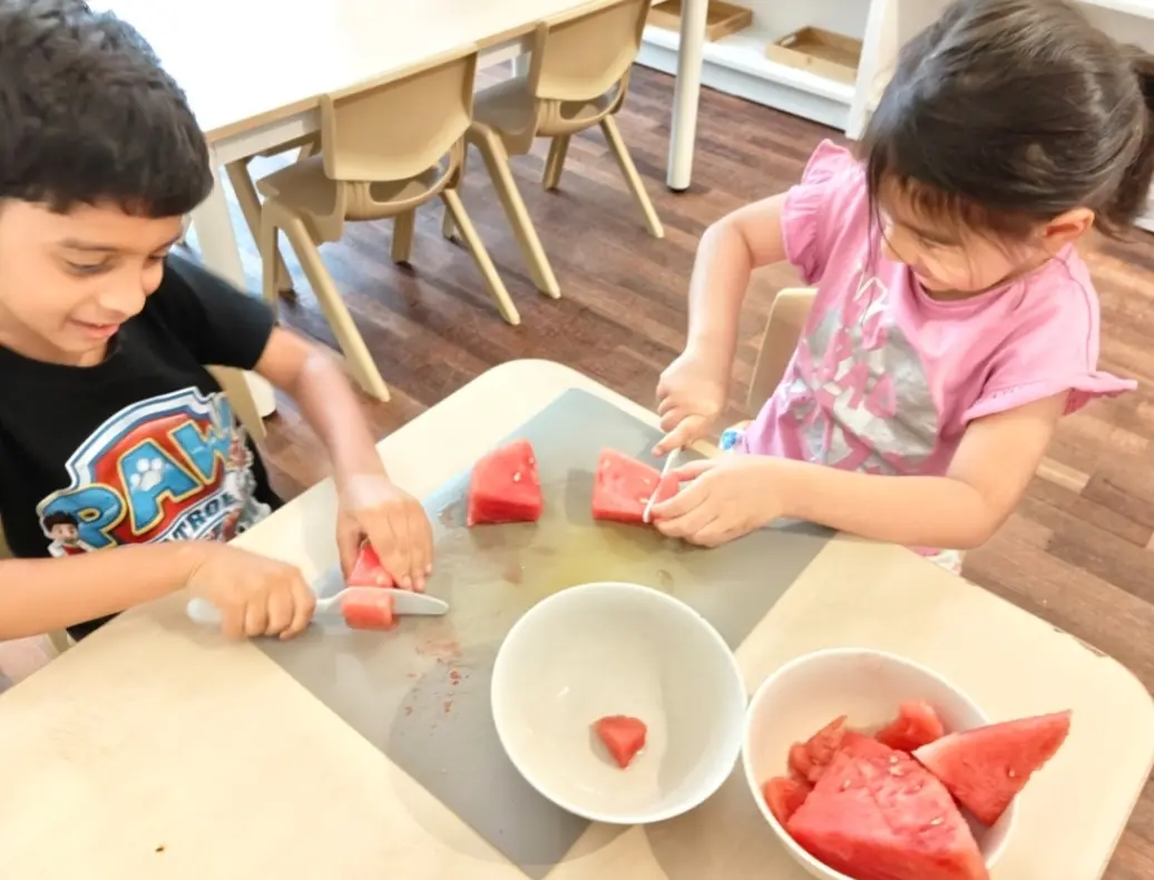 Group of kindergarten children during an art class