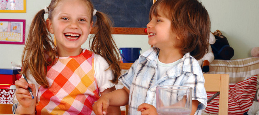 children playing and smiling