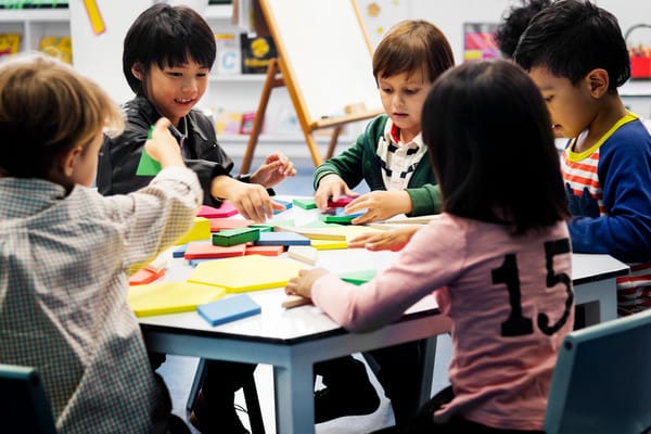 group of kindergarten children during an art class